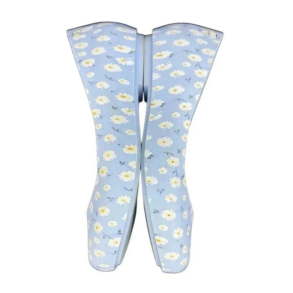 Melissa Floral Ballet Flats Sandals Shoes Size 6 Blue Daisies Pull On Round Toe - Picture 4 of 8